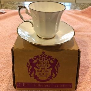 Vintage Royal Crest Fine Bone China Cup and Saucer Victoria Gold B-266
